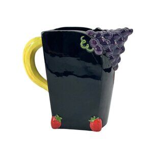 Vintage DEPARTMENT 56 Tutti Fruiti Pitcher Hand Painted Black Fruit Detail Japan